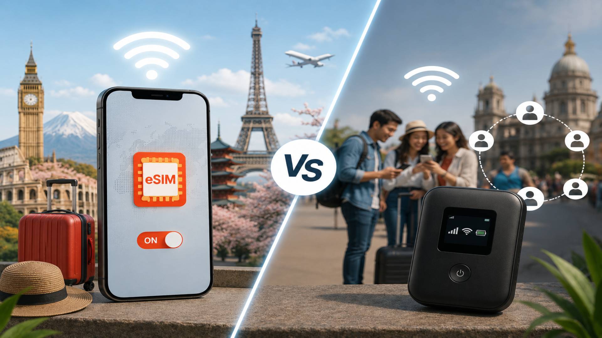 Đi nước ngoài nên mua eSIM hay thuê Wifi