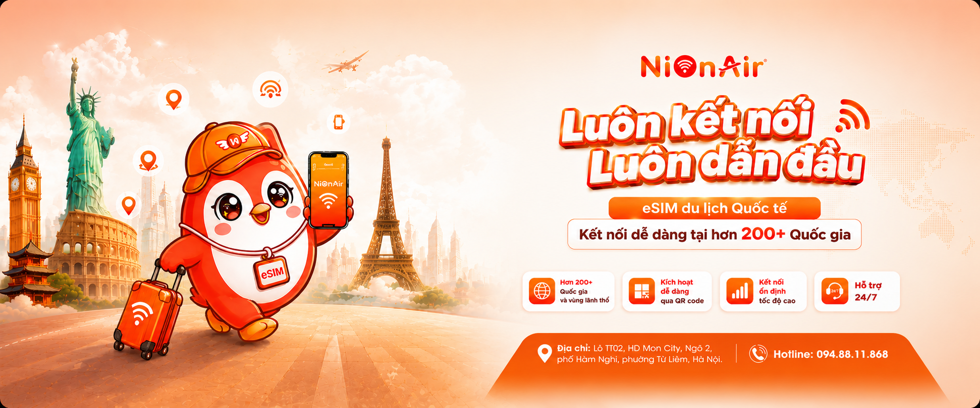 NIONAIR - Đơn vị cung cấp eSIM du lịch Quốc tế uy tín hàng đầu