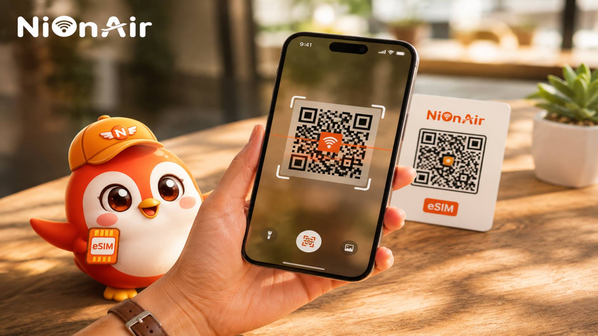 eSIM NIONAIR quét mã QR nhanh chóng, tiện lợi, dễ dàng sử dụng xuyên biên giới